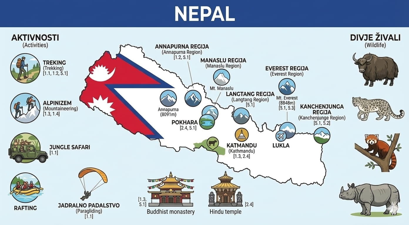 zemljevid Nepal